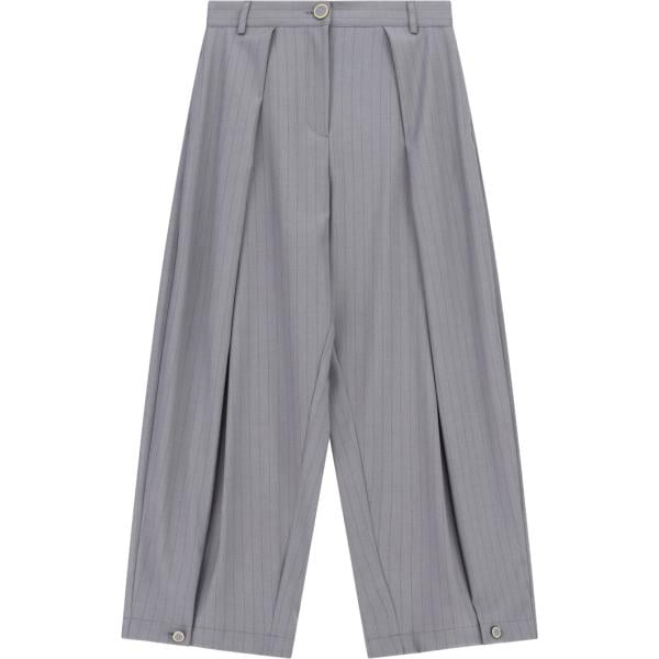 Pantaloni a palazzo da donna in grigio chiaro a righe a vita alta Imperial