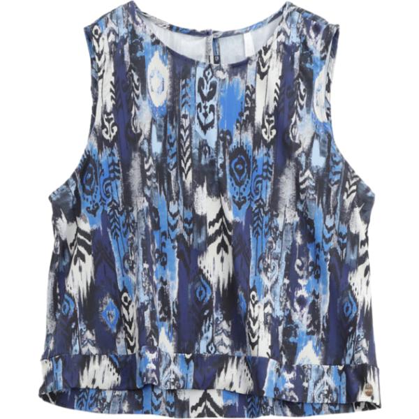 top Imperial blu con stampe