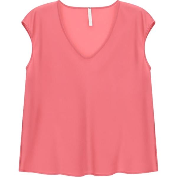 T-shirt da donna in rosa scuro collo a v senza maniche Imperial