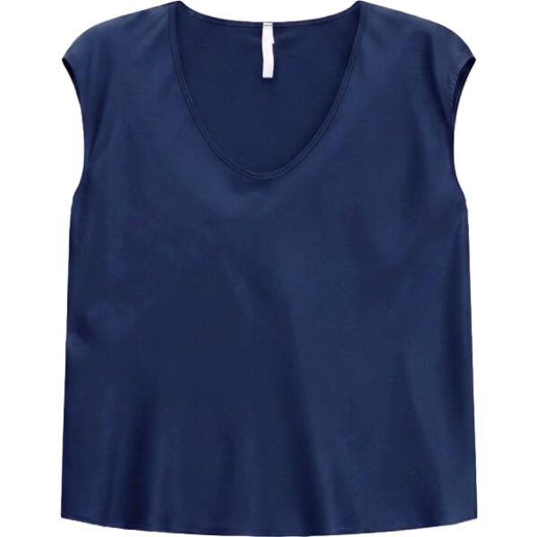 Top da donna in blu scuro collo a v senza maniche Imperial