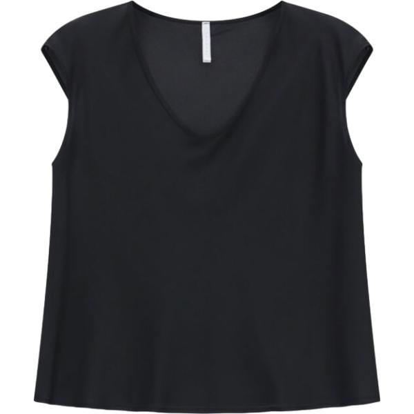 T-shirt da donna in nero pece collo a v senza maniche Imperial