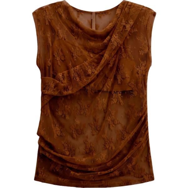 top Imperial marrone a fiori