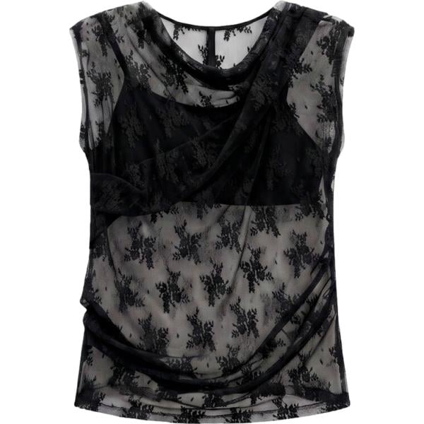 top Imperial nero a fiori
