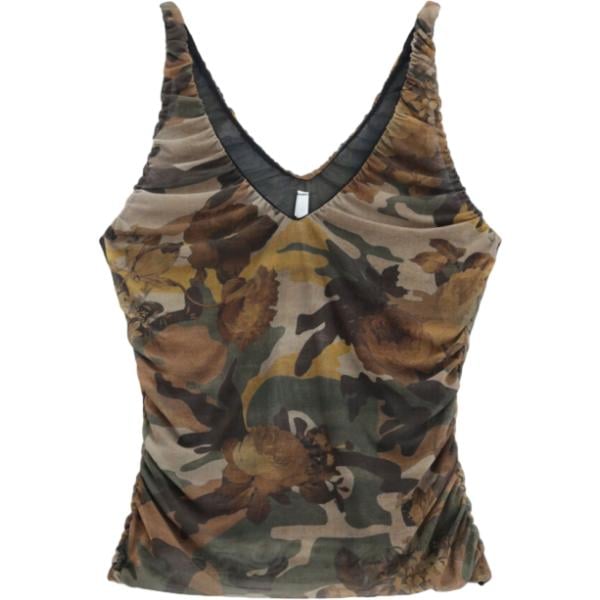 top Imperial marrone con stampe