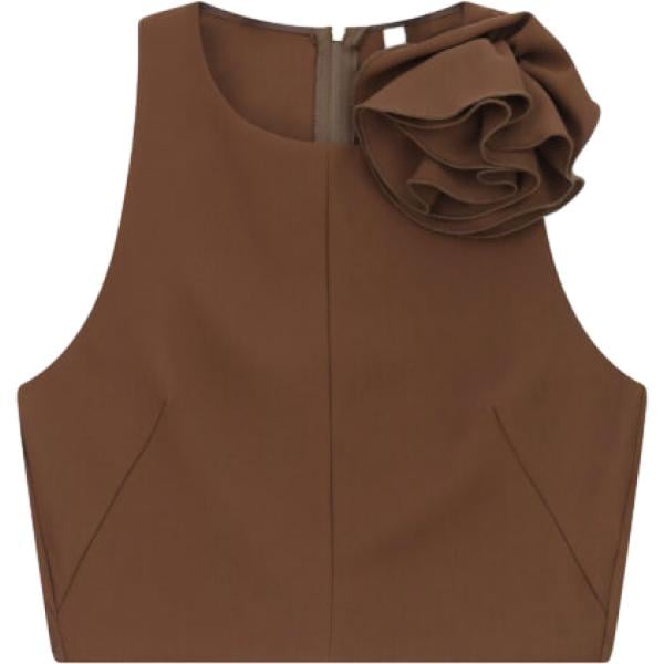 top Imperial marrone a fiori