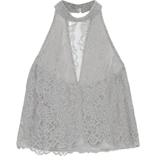 Top da donna in grigio chiaro con stampe con pizzo con scollo senza maniche Imperial