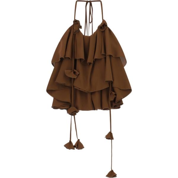top Imperial marrone a fiori