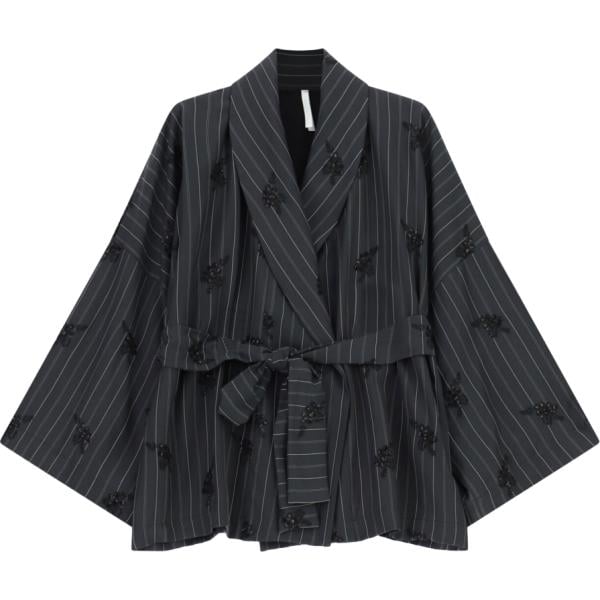 kimono Imperial nero a righe