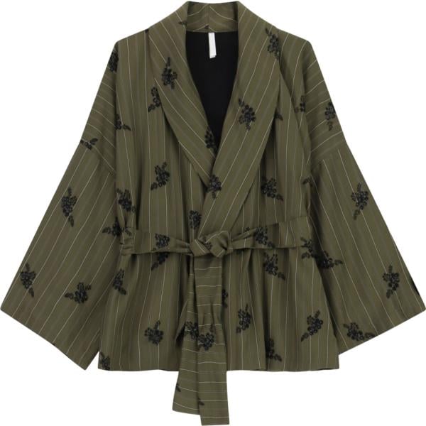 kimono Imperial verde a righe