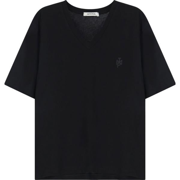 t-shirt Imperial nero tinta unita