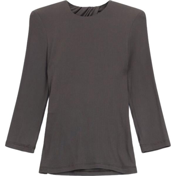 T-shirt da donna con drappeggio in marrone scuro girocollo Imperial Imperial
