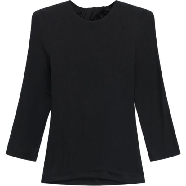 T-shirt da donna con drappeggio in nero pece girocollo Imperial