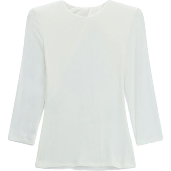 T-shirt da donna con drappeggio in bianco avorio girocollo Imperial