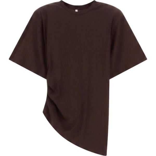 T-shirt da donna forma asimmetrica in marrone scuro Imperial