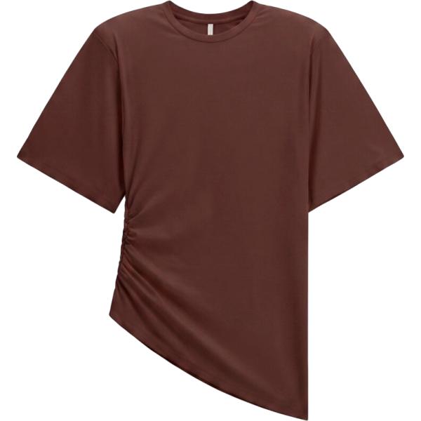 T-shirt da donna forma asimmetrica in marrone scuro Imperial