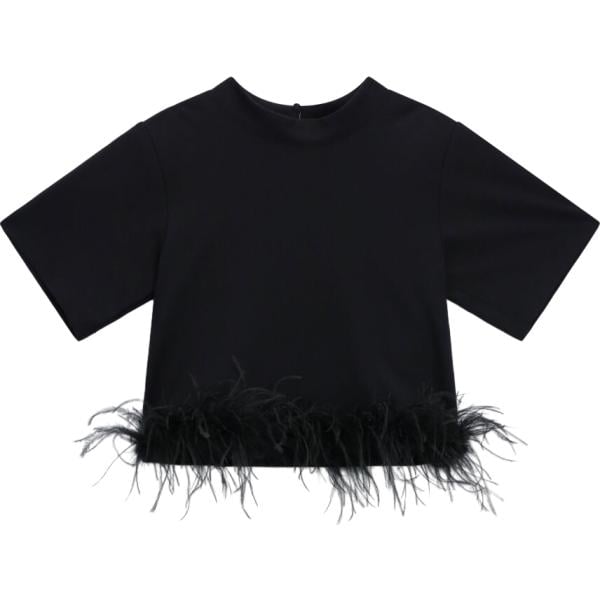 T-shirt da donna in nero pece girocollo a maniche corte Imperial