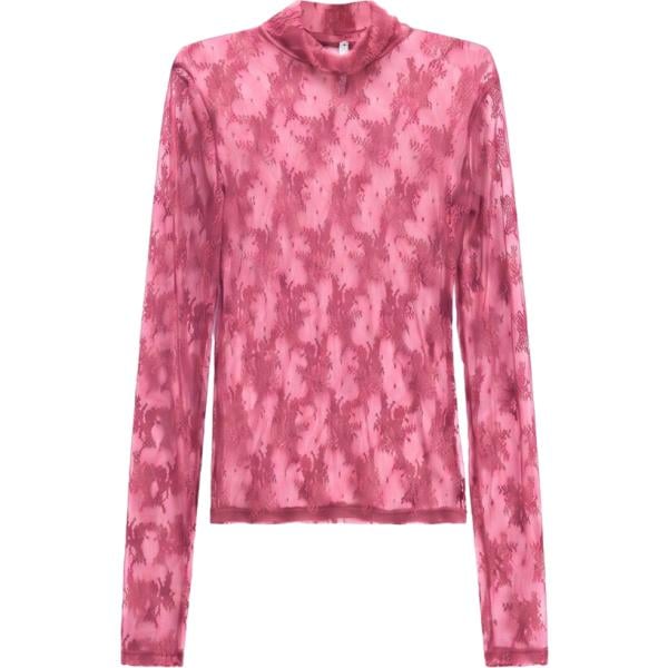 T-shirt da donna in rosa scuro con stampe collo alto a maniche lunghe Imperial
