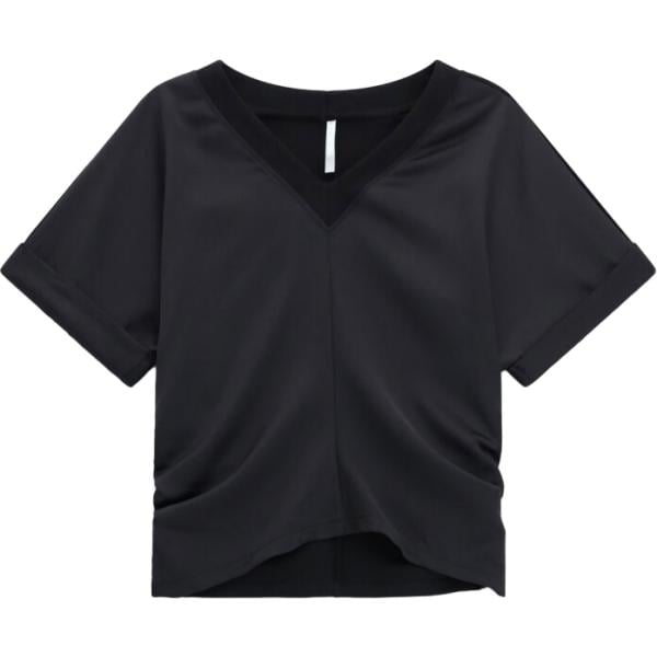 T-shirt da donna in nero pece collo a v a maniche corte Imperial