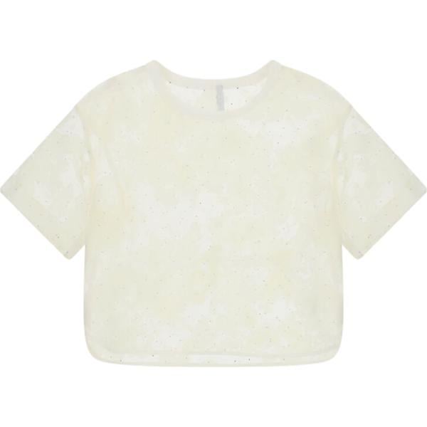 T-shirt da donna in bianco avorio con stampe con scollo cropped a maniche corte Imperial