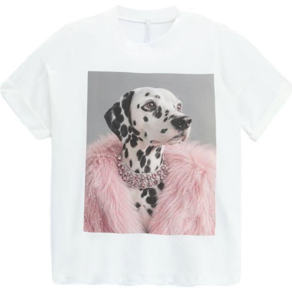 T-shirt da donna in bianco neve con stampe a maniche corte Imperial