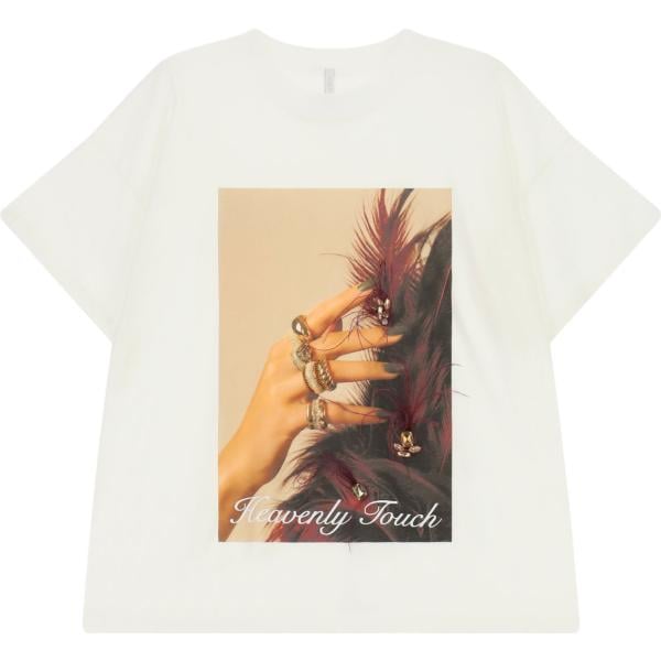 T-shirt da donna oversize in bianco neve con stampe Imperial