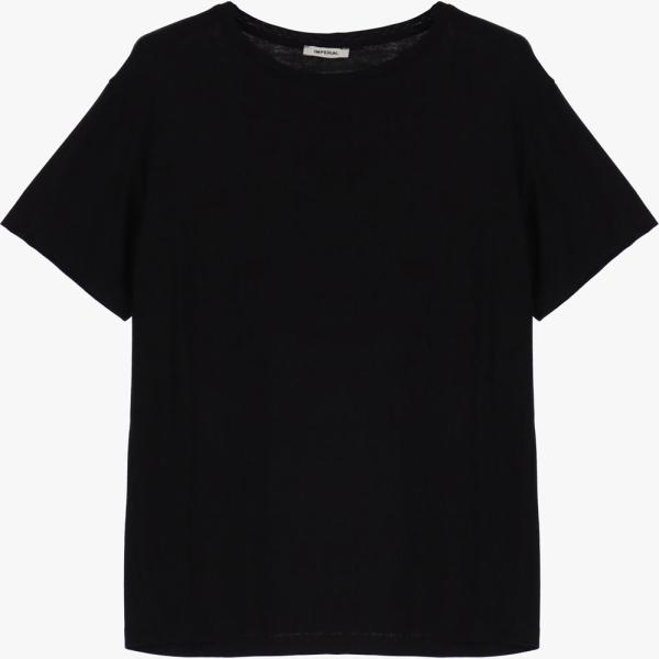 t-shirt Imperial nero tinta unita