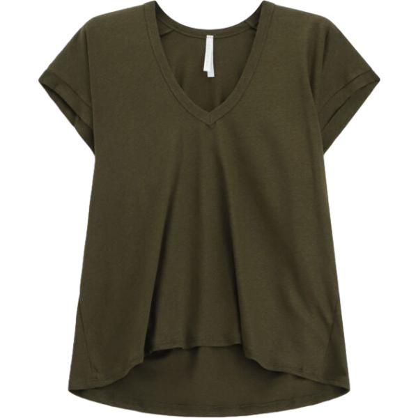 T-shirt da donna forma asimmetrica collo a v a maniche corte Imperial