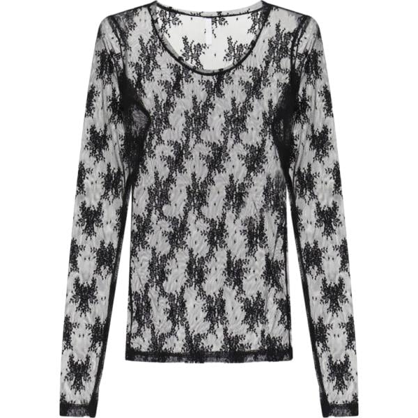 T-shirt da donna in nero pece a fiori a maniche lunghe Imperial Imperial