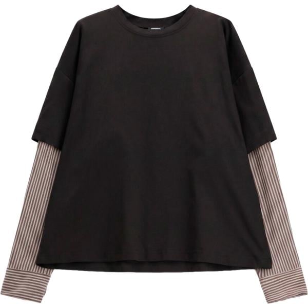 T-shirt da uomo in nero pece a righe a maniche lunghe Imperial