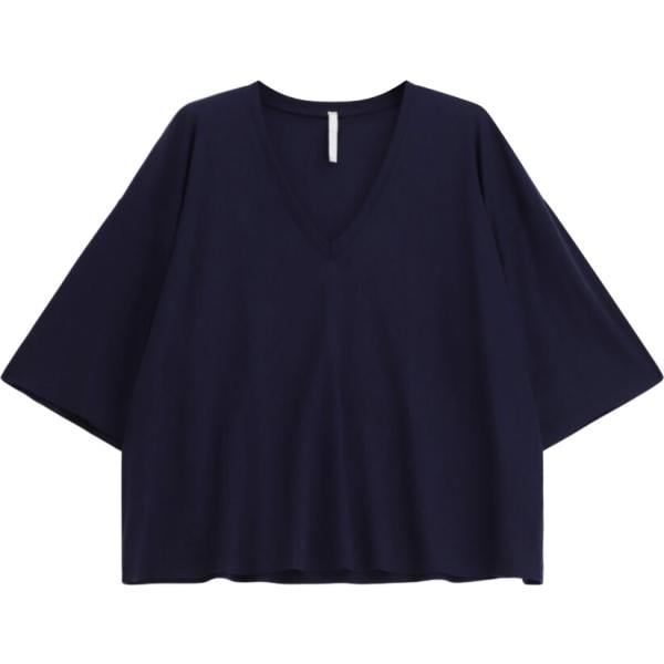 Top da donna in blu scuro collo a v a maniche corte Imperial