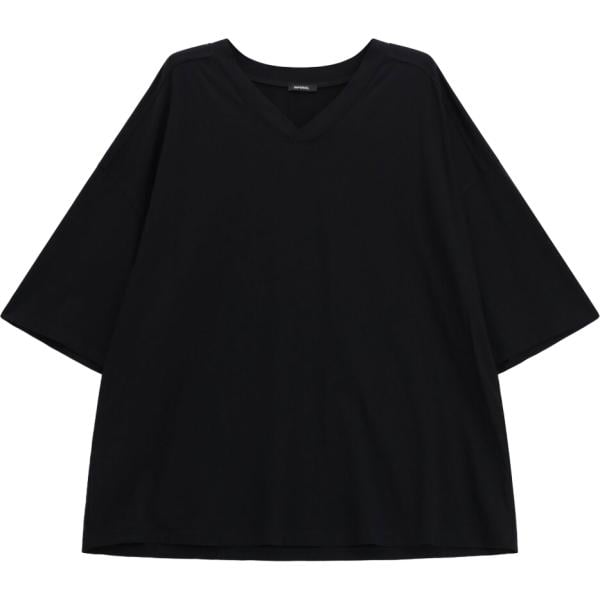 T-shirt da uomo oversize in nero pece collo a v a maniche corte Imperial