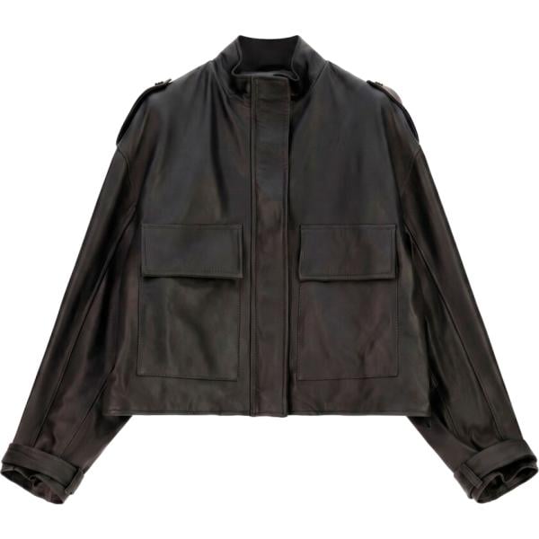 Giacca soprabito da donna in nero pece con spalline corto con zip Imperial