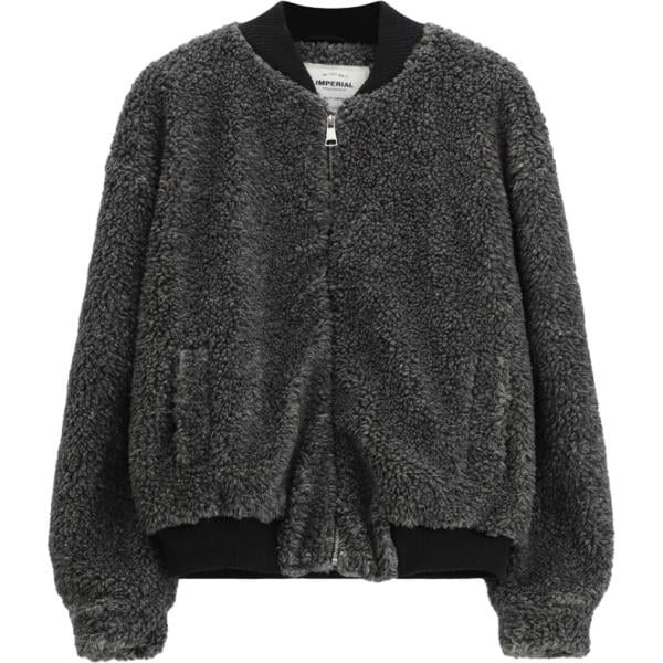 Bomber da uomo in grigio scuro girocollo con zip Imperial