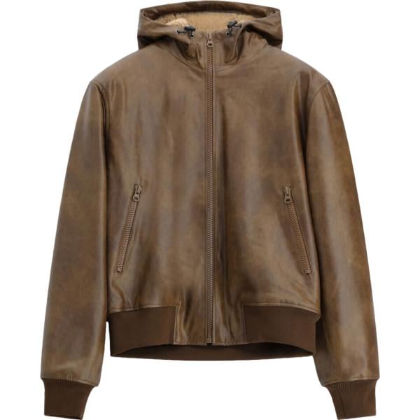 Bomber da uomo in marrone chiaro collo con cappuccio con zip Imperial Imperial
