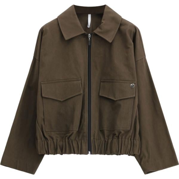Bomber da donna in verde oliva collo classico corto con zip Imperial