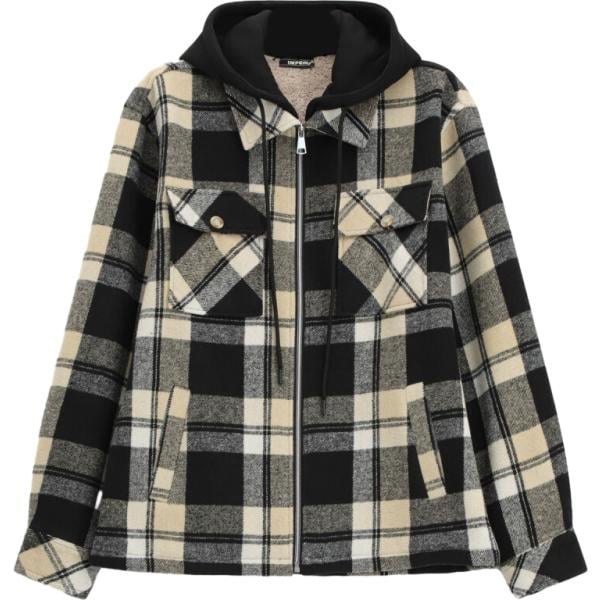 Cappotto da uomo a quadri collo con cappuccio con zip Imperial