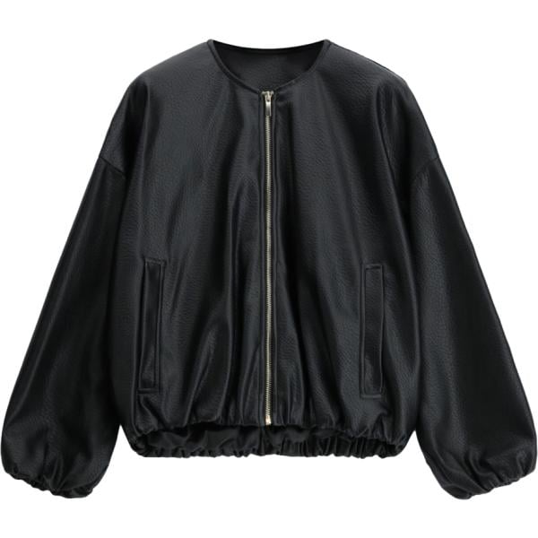 Bomber da donna in nero pece con zip in ecopelle Imperial
