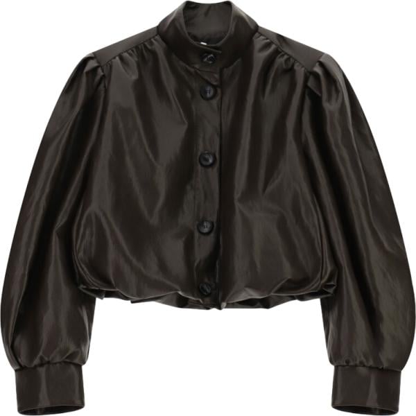 Giacca soprabito da donna in marrone scuro corto con bottoni in ecopelle Imperial