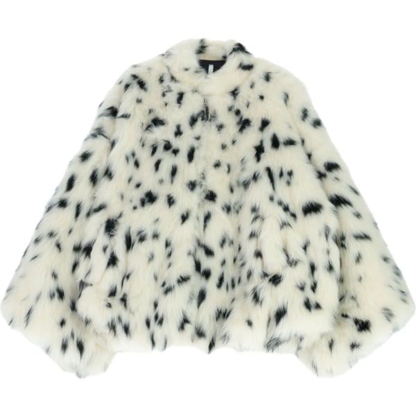 ecopelliccia da donna in bianco avorio con stampe con zip Imperial