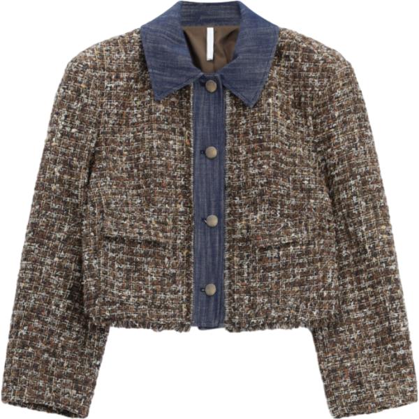 Cappotto da donna in marrone scuro corto con bottoni Imperial