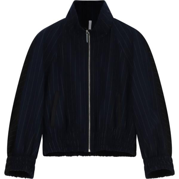 Bomber da donna in nero pece a righe con zip Imperial