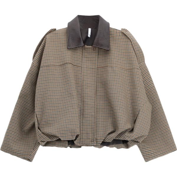 Bomber da donna in beige sabbia pied de poule con zip Imperial