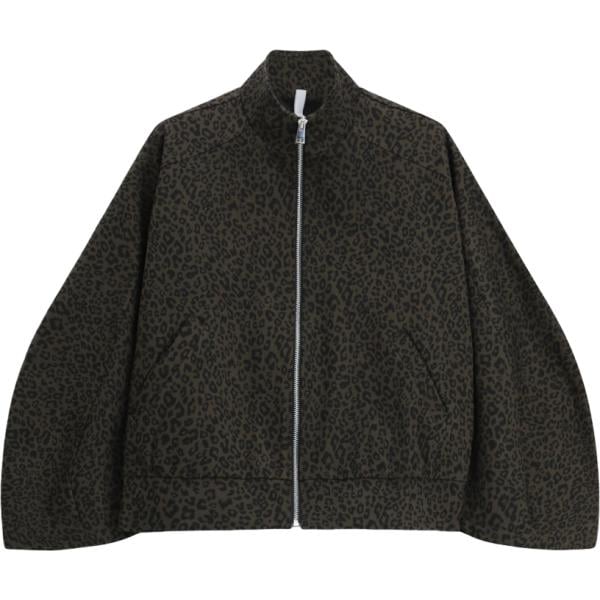Bomber da donna in nero pece animalier collo a dolcevita con zip Imperial