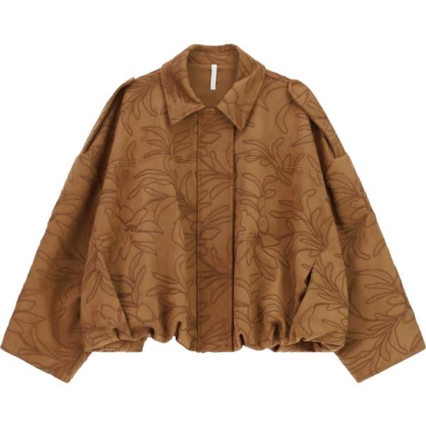 Bomber da donna in marrone chiaro con stampe collo classico con zip Imperial