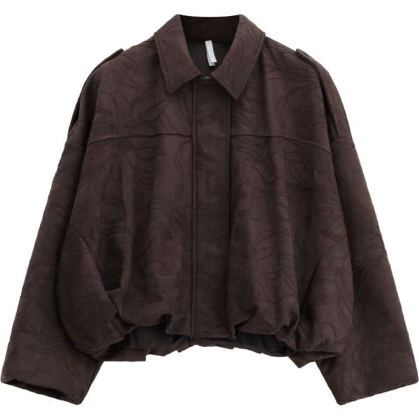 Bomber da donna in marrone scuro con stampe collo classico con zip Imperial