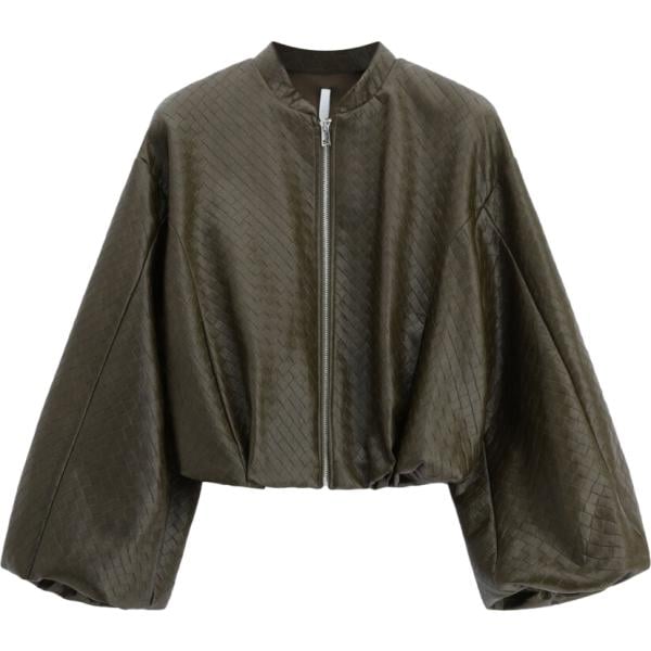 Bomber da donna in marrone scuro geometrica corto con zip Imperial Imperial