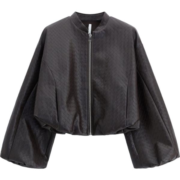 Bomber da donna in grigio scuro geometrica corto con zip Imperial Imperial