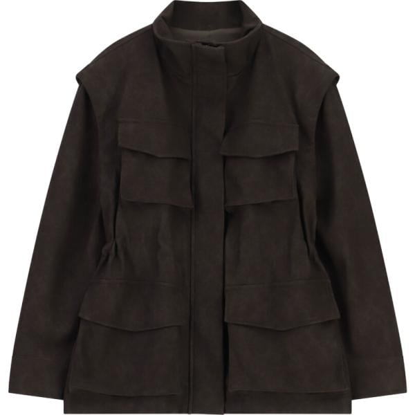 Cappotto da donna in marrone scuro collo alto con zip Imperial