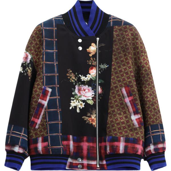 Bomber da donna in nero pece con stampe con zip Imperial