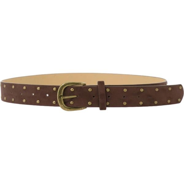 Cintura da donna in marrone scuro con borchie con fibbia Please
